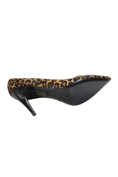 Tamara Mellon Womens Animal Print Pointed Toe Pumps Brown Black Size 37.5 7.5
