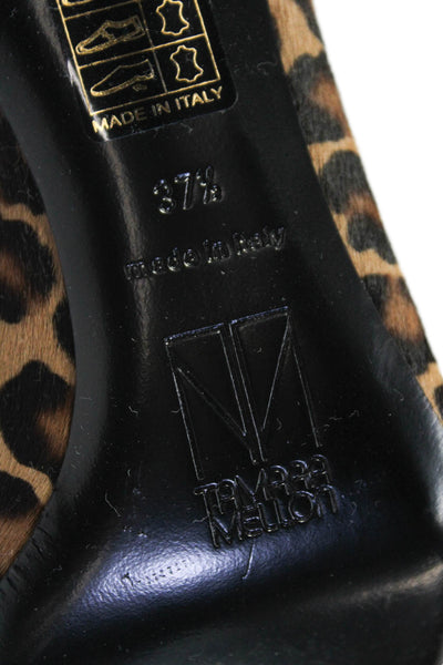 Tamara Mellon Womens Animal Print Pointed Toe Pumps Brown Black Size 37.5 7.5