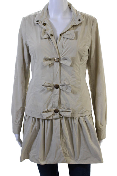 Love Moschino Womens Trench Coat Beige Collared Button Long Sleeve Size S