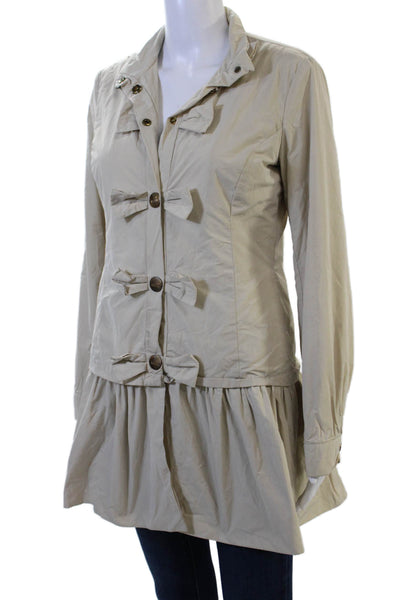 Love Moschino Womens Trench Coat Beige Collared Button Long Sleeve Size S
