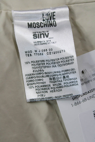 Love Moschino Womens Trench Coat Beige Collared Button Long Sleeve Size S