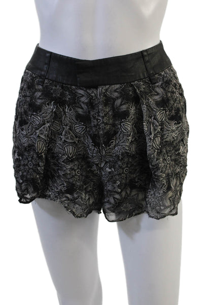 Helmut Lang Unisex Paisley Black Viscose Hook & Eye Bohemian Shorts Size 0