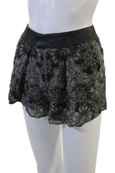 Helmut Lang Unisex Paisley Black Viscose Hook & Eye Bohemian Shorts Size 0