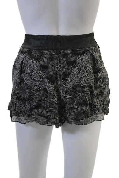 Helmut Lang Unisex Paisley Black Viscose Hook & Eye Bohemian Shorts Size 0