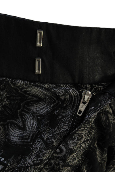 Helmut Lang Unisex Paisley Black Viscose Hook & Eye Bohemian Shorts Size 0
