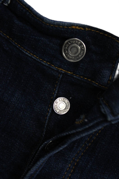 Zara Womens Cropped Dark Blue Mid Rise Button Jeans Size 6