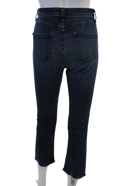 Veronica Beard Women Cropped Flared Jeans Dark Blue Button Mid Rise Size 26