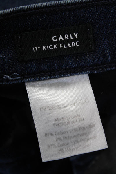 Veronica Beard Women Cropped Flared Jeans Dark Blue Button Mid Rise Size 26