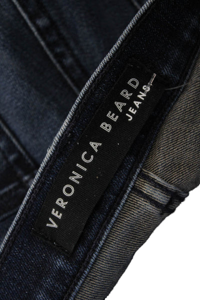 Veronica Beard Women Cropped Flared Jeans Dark Blue Button Mid Rise Size 26