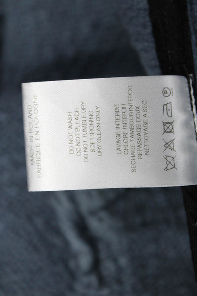 IRO Womens Designer Cotton Button Blazer Blue Crew Neck Long Sleeve Size 36