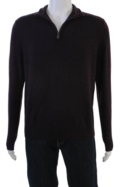 Bloomingdales The Mens Store Mens Cashmere Mock Neck Zip Pullover Black Size M