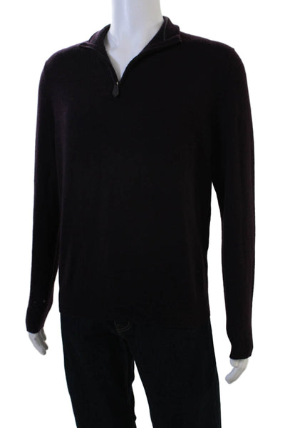 Bloomingdales The Mens Store Mens Cashmere Mock Neck Zip Pullover Black Size M