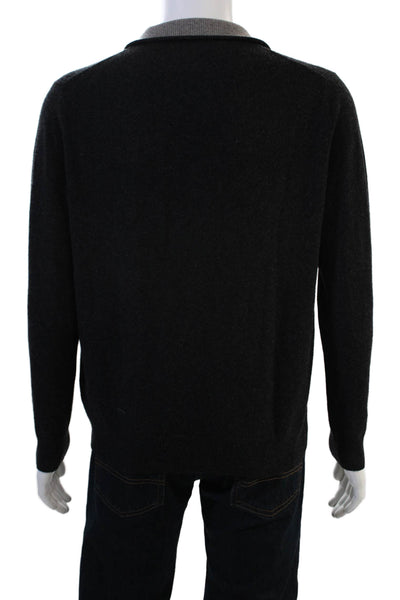 Saks Fifth Avenue Mens 100% Cashmere Mock Neck Zip Pullover Black Size M
