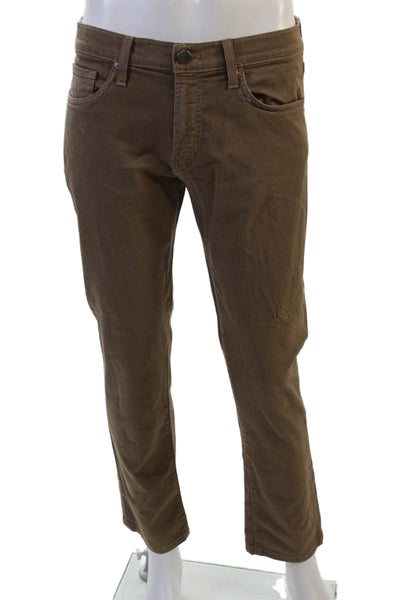 J Brand Mens Khaki Chinos Brown Army Button Size 32
