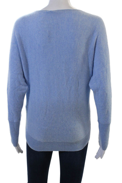 Designer Unisex Light Blue 100% Cashmere Pullover Sweater Long Sleeve Size M