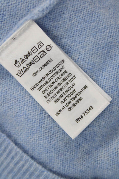 Designer Unisex Light Blue 100% Cashmere Pullover Sweater Long Sleeve Size M