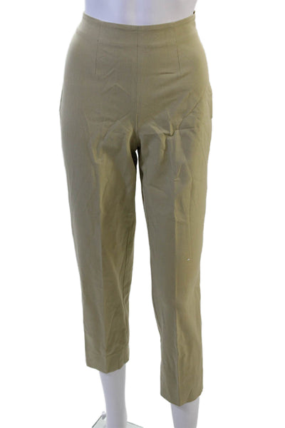 Piazza Sempione Women Ankle Cropped Khaki Pants Zip Beige Size 42