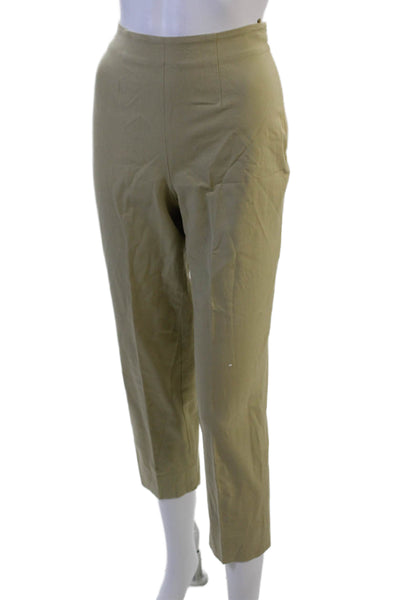Piazza Sempione Women Ankle Cropped Khaki Pants Zip Beige Size 42