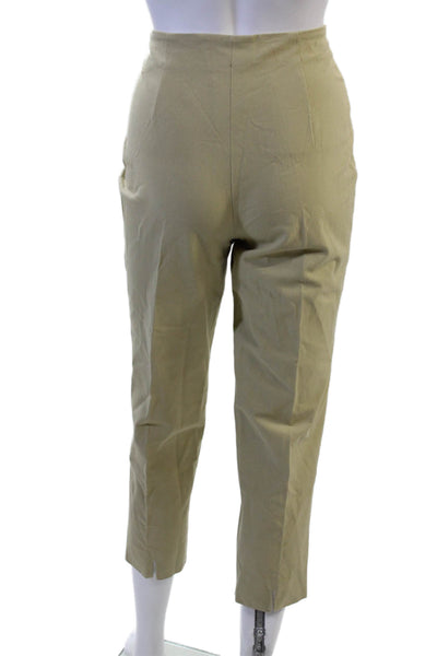 Piazza Sempione Women Ankle Cropped Khaki Pants Zip Beige Size 42