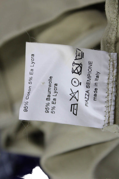Piazza Sempione Women Ankle Cropped Khaki Pants Zip Beige Size 42