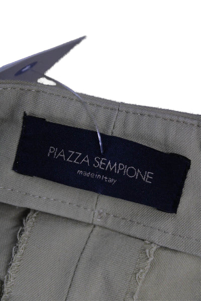Piazza Sempione Women Ankle Cropped Khaki Pants Zip Beige Size 42