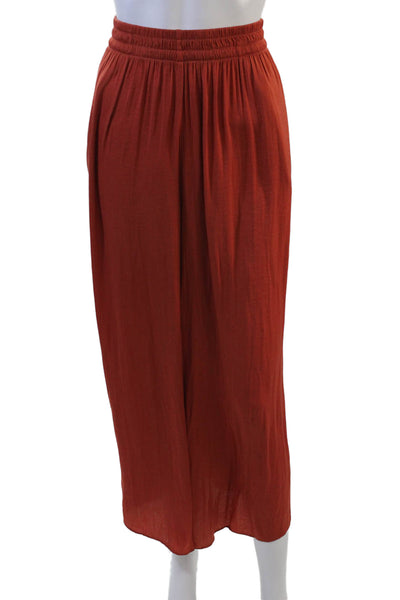 Zara Women Cropped Bohemian Orange Polyester Pants Size M