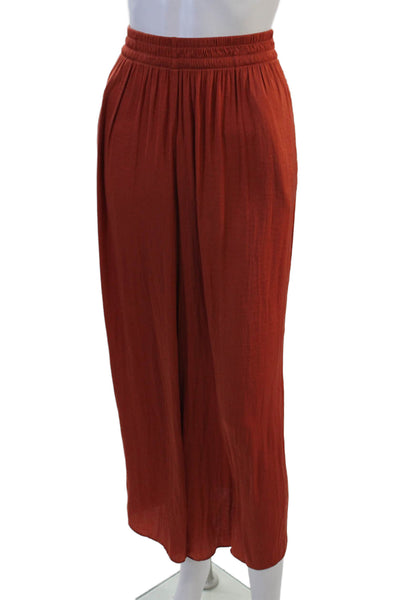Zara Women Cropped Bohemian Orange Polyester Pants Size M