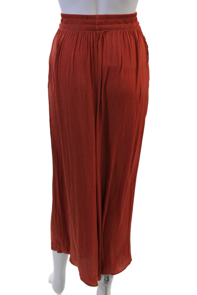 Zara Women Cropped Bohemian Orange Polyester Pants Size M