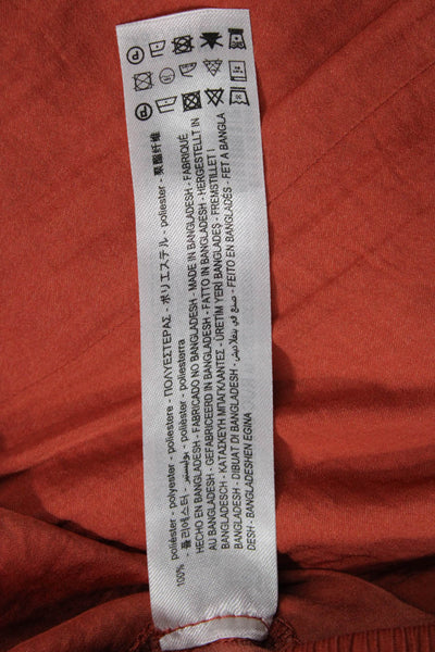 Zara Women Cropped Bohemian Orange Polyester Pants Size M