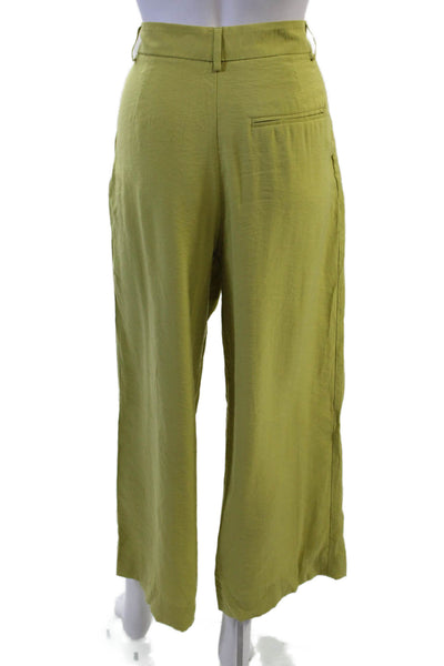 Zara Women Cropped Dress Pants Green Polyester Solid Petite Size XS