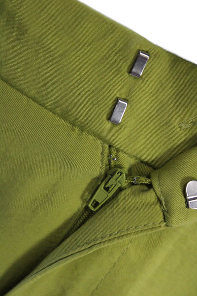 Zara Women Cropped Dress Pants Green Polyester Solid Petite Size XS