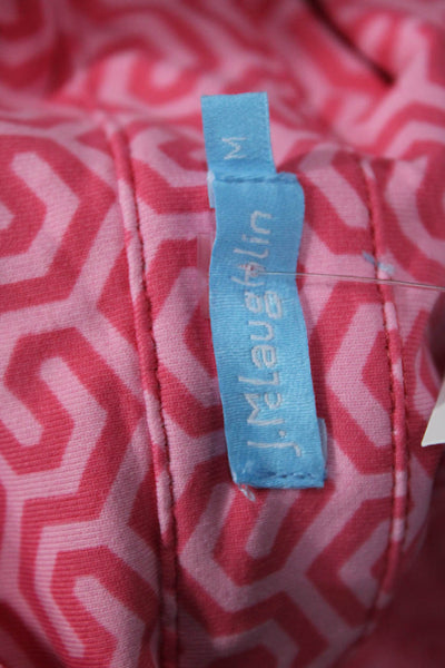 J. Mclaughlin Women Shirt Dress Pink Geometric Button 3/4 Sleeve Size M