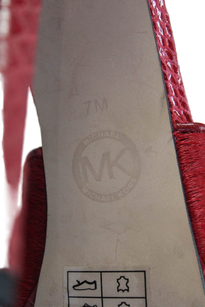 Michael Michael Kors Women's Open Toe Leather Stiletto Sandals Red Size 7
