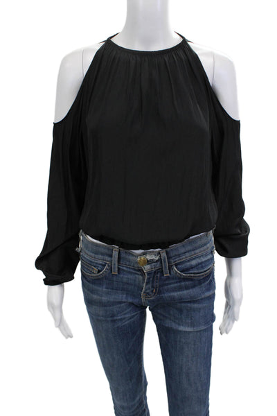 Ramy Brook Women Black High Neck Long Sleeve Blouse 100% Polyester Size XS
