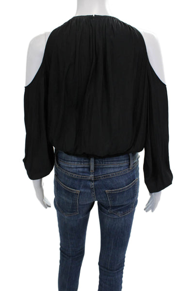 Ramy Brook Women Black High Neck Long Sleeve Blouse 100% Polyester Size XS