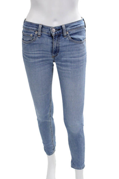 Rag & Bone Jean Women Ankle Skinny Jeans Light Blue Mid Rise Button Size 24