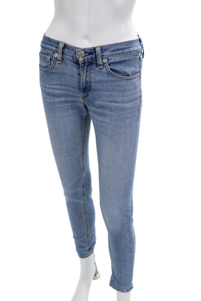 Rag & Bone Jean Women Ankle Skinny Jeans Light Blue Mid Rise Button Size 24
