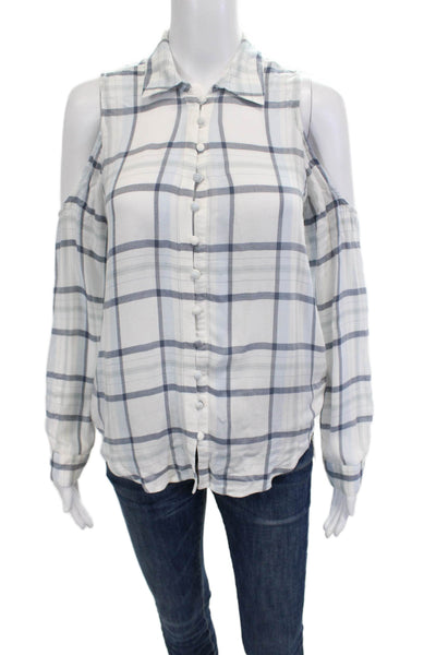 Paige Womens Plaid Collared Button-Up Viscose Blouse Long Sleeve Size S