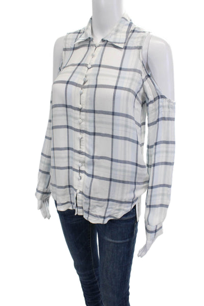 Paige Womens Plaid Collared Button-Up Viscose Blouse Long Sleeve Size S