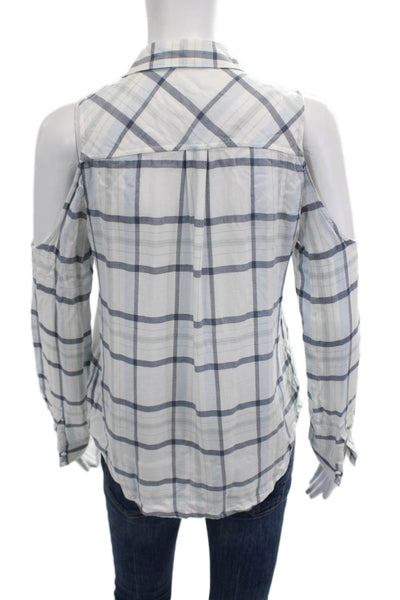 Paige Womens Plaid Collared Button-Up Viscose Blouse Long Sleeve Size S