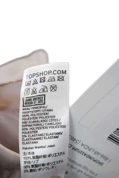 Topshop Womens Beige Bomber Jacket Mock Neck Zip Polyester Size 4