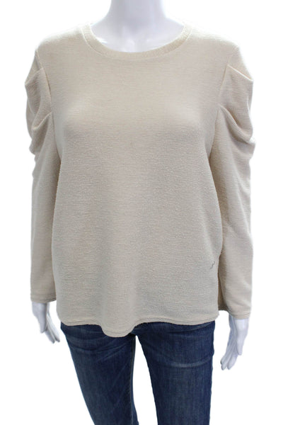 MNG Unisex Pullover Sweater Beige Crew Neck Long Sleeve Polyester Size M
