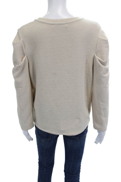 MNG Unisex Pullover Sweater Beige Crew Neck Long Sleeve Polyester Size M