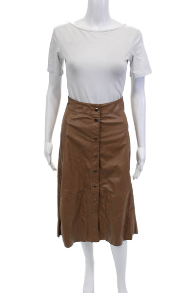 Zara Womens A-Line Long Skirt Brown Polyester Solid Size M