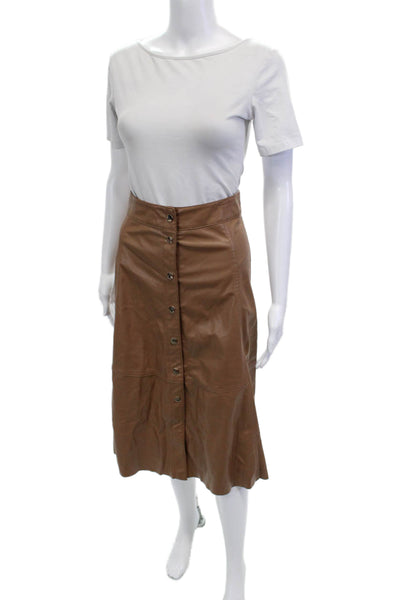 Zara Womens A-Line Long Skirt Brown Polyester Solid Size M