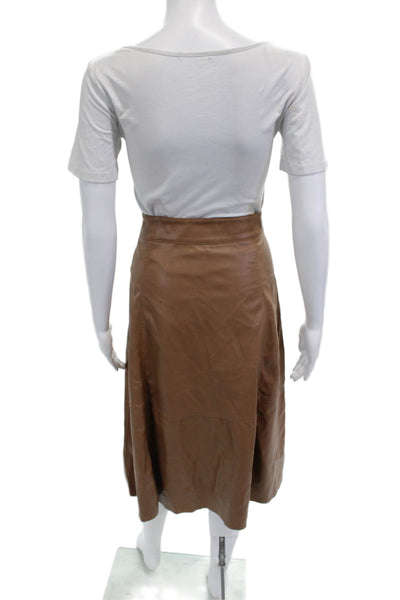 Zara Womens A-Line Long Skirt Brown Polyester Solid Size M