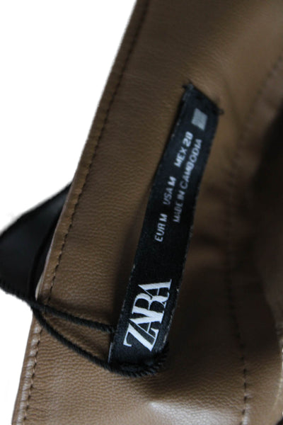 Zara Womens A-Line Long Skirt Brown Polyester Solid Size M
