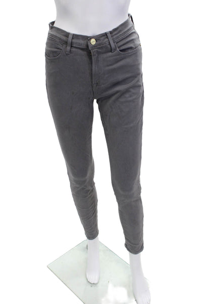 Frame Women Cropped Ankle Pants Dark Gray Cotton Blend Size 28