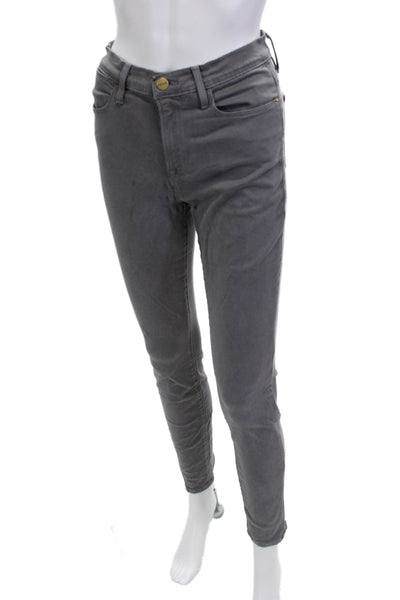Frame Women Cropped Ankle Pants Dark Gray Cotton Blend Size 28