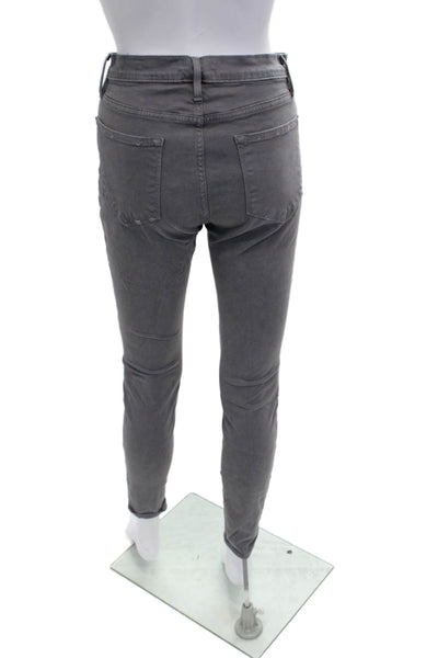 Frame Women Cropped Ankle Pants Dark Gray Cotton Blend Size 28